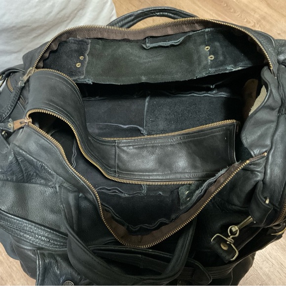 Vintage Genuine Leather Travel Duffle Bag Weekend Luggage - Picture 6 of 12